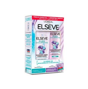 Kit Elseve L'Oréal Pure Hialurônico Shampoo 375ml + Condicionador 170ml + Amostra Sachê Gel Creme Preenchedor