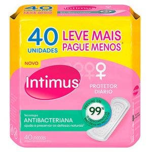 Protetor Diário Intimus s/ Perfume e s/ abas Antibacteriano Pg35 Lv40